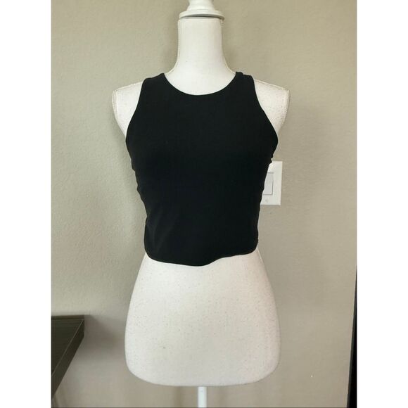 Athleta Black High Neck Crop Racerback Sports Bra Medium - Picture 1 of 6